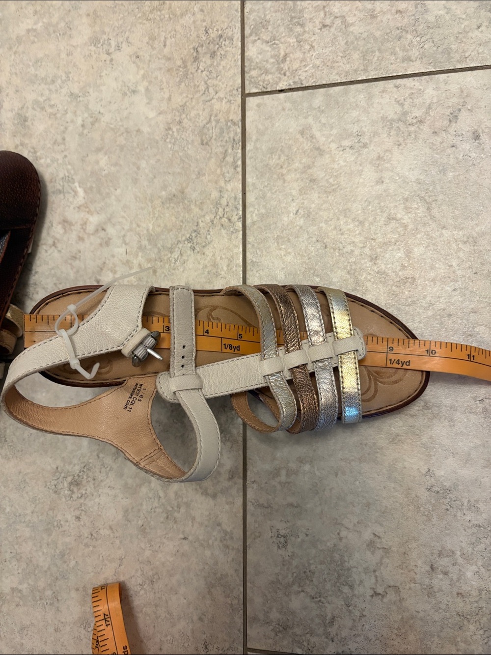 Born Women's Metallic Multi-strap Slingback Sandal in White and Gold - Picture 6 of 12